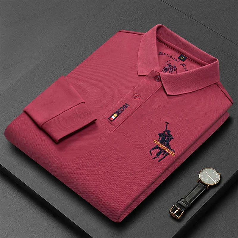 T-shirt da uomo Sport di alta qualità per il tempo libero Paul Bavero Polo T-shirt a maniche lunghe con ricamo di lusso 2023 Nuova moda autunnale Top traspiranti T240126