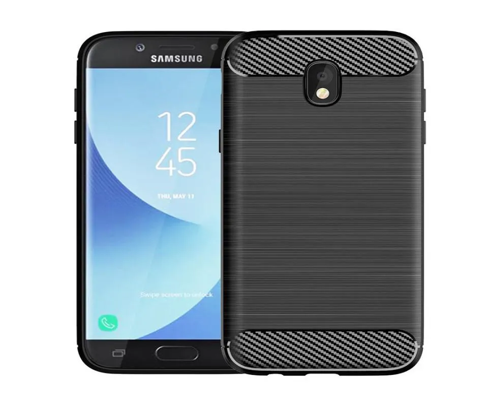 Samsung Galaxy J5 2017 J5 Pro J530 J7 Pro J73 J7 2017 SMJ727 J8004536用の炭素繊維衝撃保護スリムソフトTPUシリコンケース