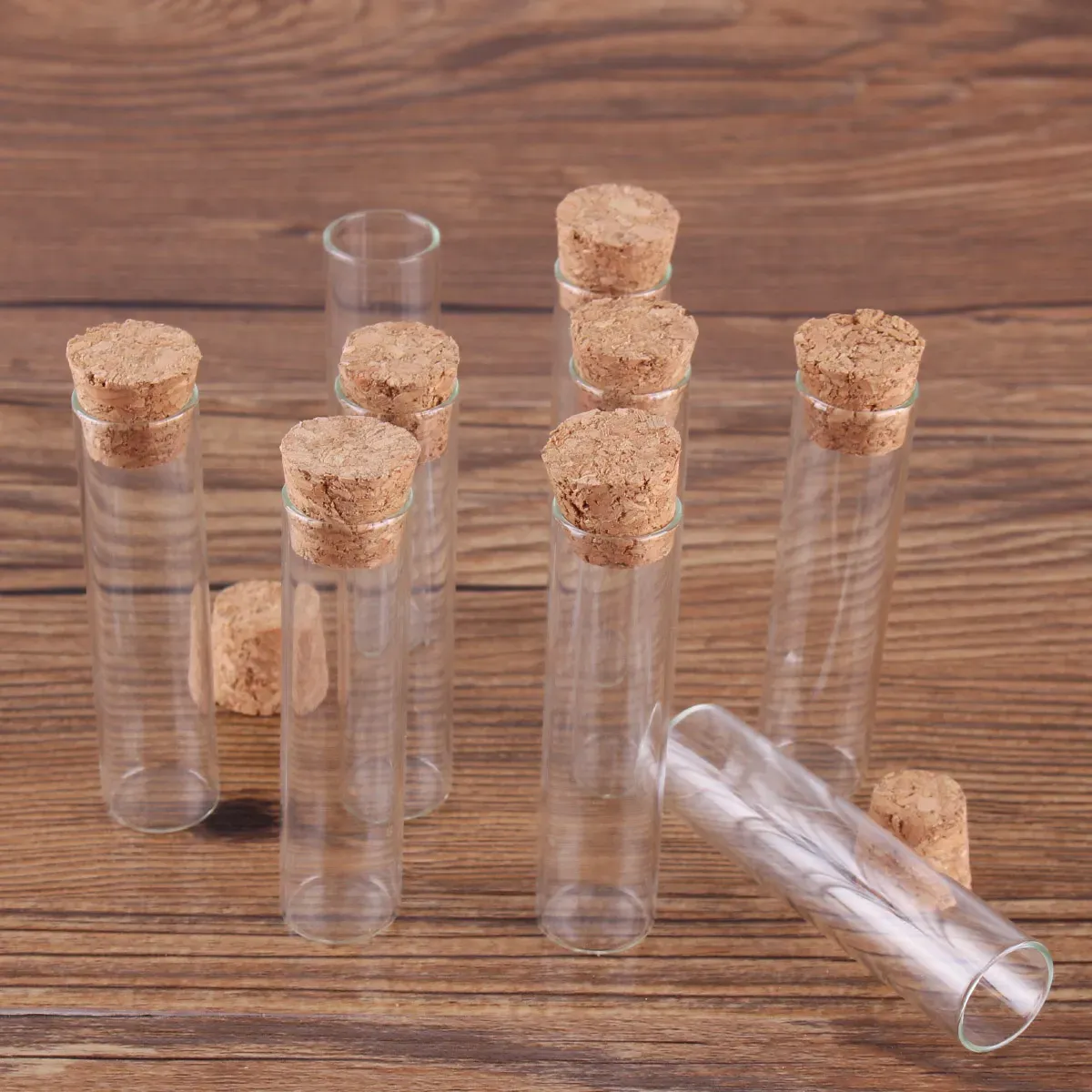 wholesale 6ml 16*65mm Test Tubes with Cork Lids Glass Jars Glass Vials Tiny Glass bottles for DIY Craft Accessory