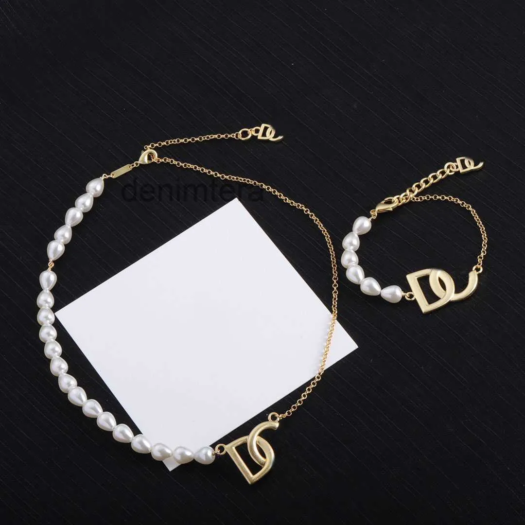 Luxe Designer Sieraden Charm Armbanden Sieraden voor Vrouwen Ketting Populaire Parel Armbanden en Kettingen Huwelijksgeschenken Geen Doos EAD3