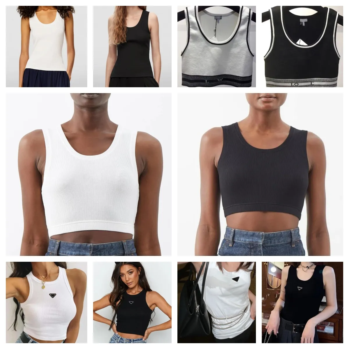 Tanks Femmes Camis Femmes Tricots Tops Tee Designer Broderie Gilet Tricoté Débardeur Sans Manches Respirant Pull Court Femmes Sport Anagram Coton Jersey Sexe