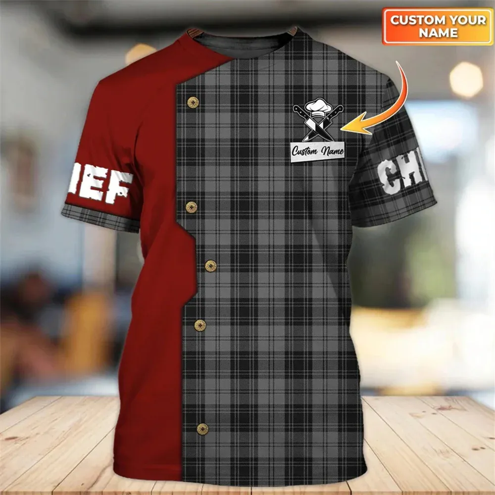 Chef Harajuku Print T Shirt Für Männer Lustige Uniform Übergroßen Kurzarm Tops Sommer Quick Dry T-shirts Freizeit Oansatz Männer der Shirts 240123