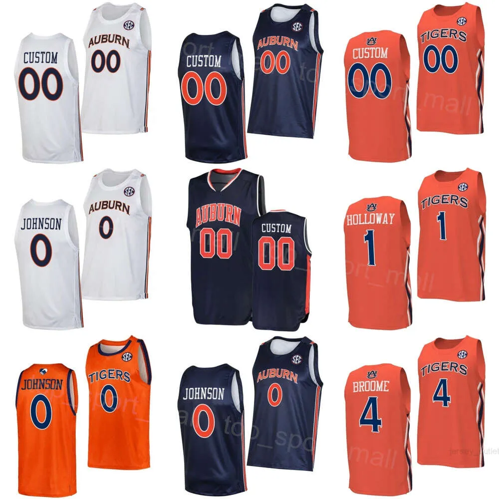 Homens para homens de crianças, basquete universitário Auburn Tigers Jersey 4 Johni Broome 1 Aden Holloway 12 Jones 0 KD Johnson 10 Chad Baker-Mazara 2 Jaylin Williams University Shirt