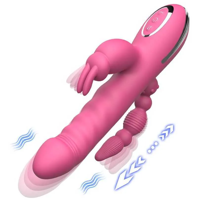 Vibrator G-Spot Rabbit Vibration Telescopic Massage Stick For Womens Masturbation Device Emperor Flirting Adult Products 231129