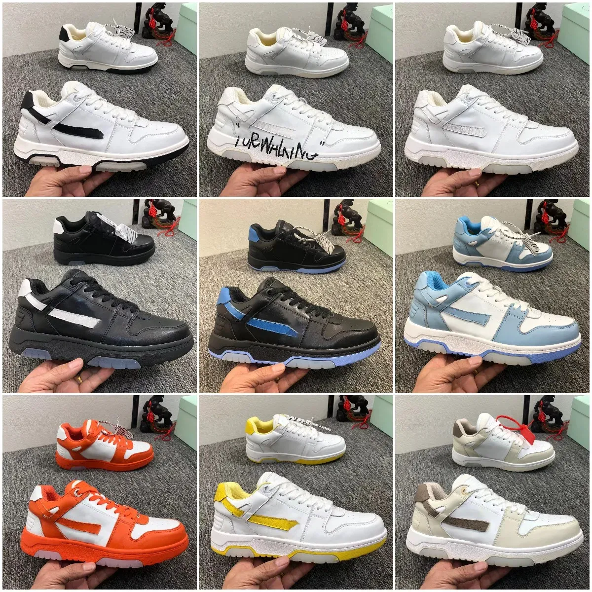 Designer Casual Chaussures Out Off Office Luxe Femmes Hommes Mocassins Baskets Couleur Mixte Lacets Plat Hommes Top Offs Bleu Marine Vintage Entraîneur En Détresse