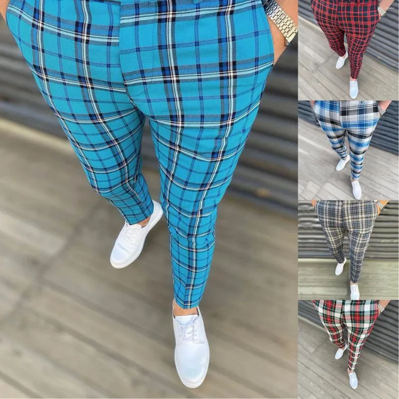 Pantaloni da uomo Y2K pantaloni casual da lavoro da uomo stampa scozzese vintage abbigliamento maschile streetwear matita da jogging Pantalones Hombre