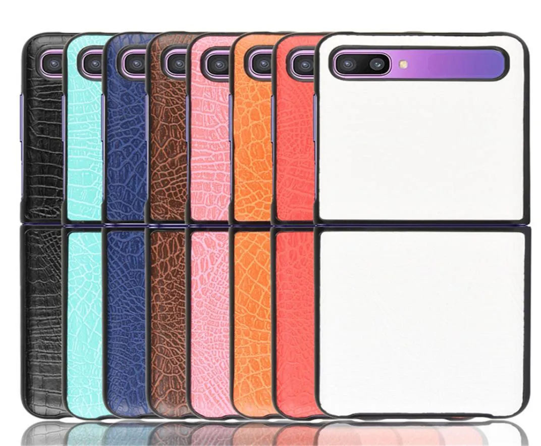 Samsung Galaxy Z Flip Kılıfı İçin Lüks Timsah PU PU Deri Sert Arka Kapak Kılıfı Samsung Z Flip Zflip Case9994823