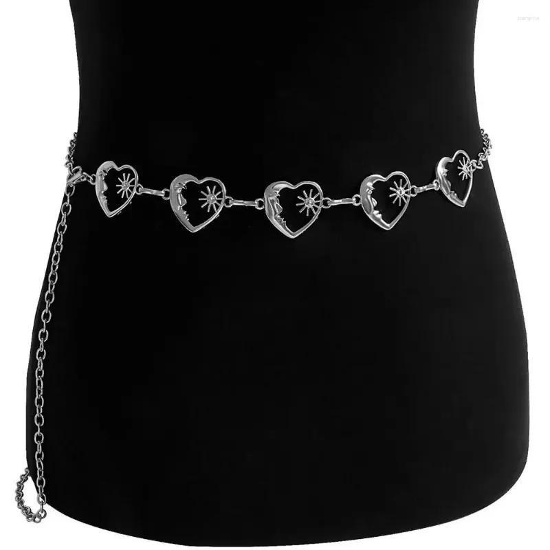 Gürtel Damen Vintage Metall Hip Hop Stil Liebe Herz Bund Kleid Cummerbands Womans Gürtel Punk Taille Kette