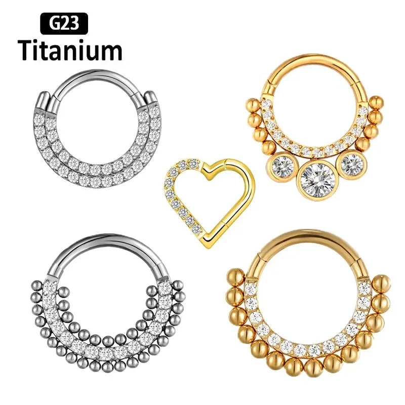 Charm 1pc G23 Titanium Helix Piercing Zircon med bollar örhängen septum bröstvårta ring conch brosk tragus piercing näsringar smycken