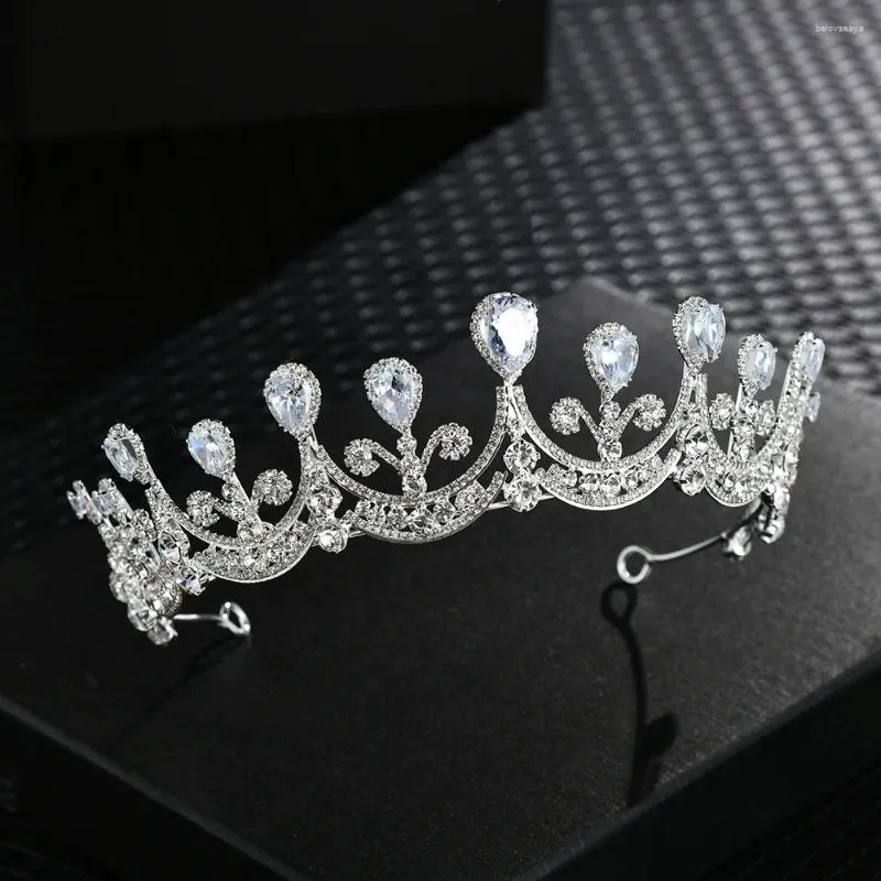 Fermagli per capelli Tiara di lusso Corona per le donne Accessori per gioielli da sposa Zirconia Cristallo Fascia per sposa Principessa Corone nuziali Copricapo