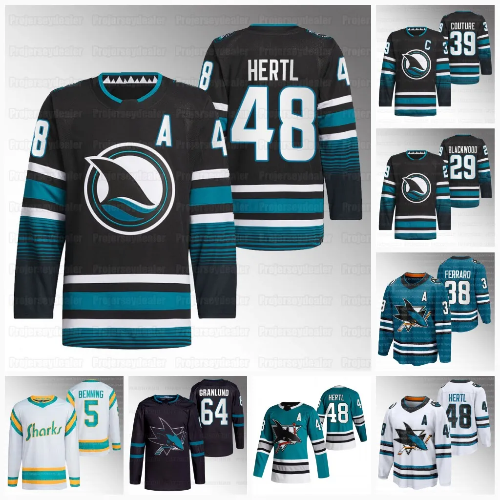 Томас Хертл 2024 Sharks Cali Fin Third Jersey Энтони Дюклер Маккензи Блэквуд Джеффри Саша Хмелевски Логан Кутюр Александр Барабанов Хоффман Гранлунд