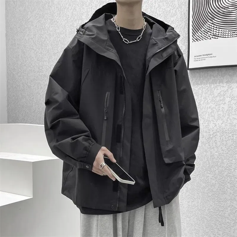Мужские куртки винтажные мужские в стиле хип-хоп японская мода с капюшоном Harajuku лоскутная ветровка уличная легкая B33