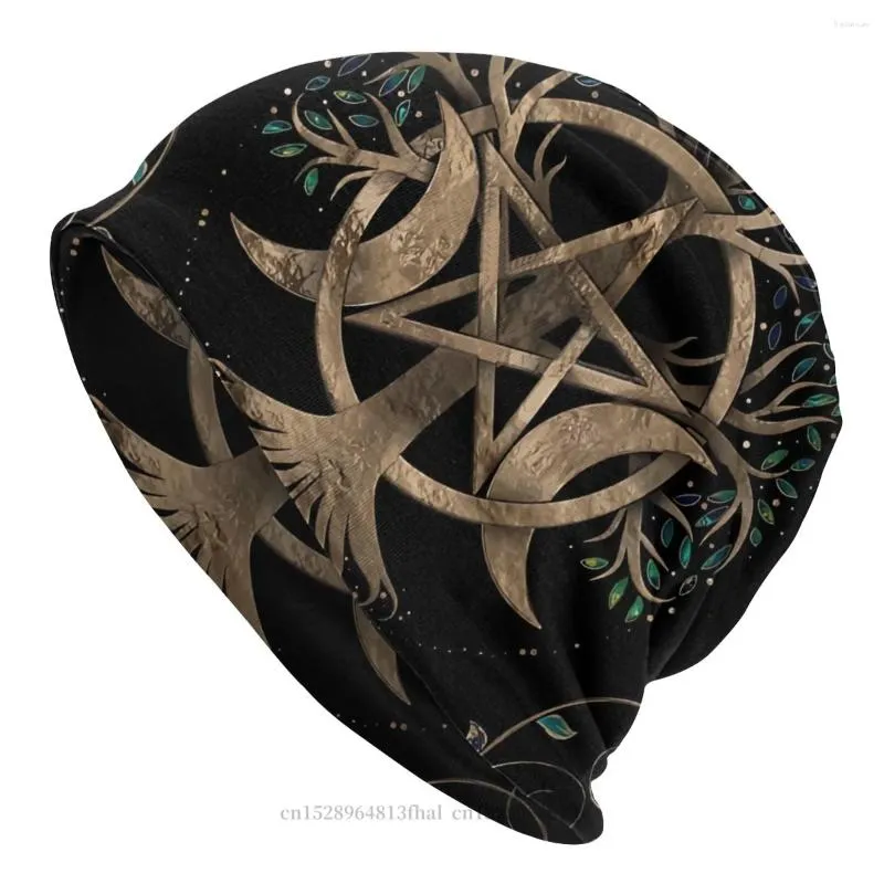 Berretti Albero della vita Pentagramma Luna Ornamento Bonnet Homme Outdoor Skullies Berretti Cappello Triple Art Per uomo Donna Cappelli in cotone