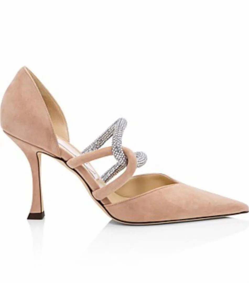 Nuovo elegante cristallo da sera sandali da diserbo da sposa scarpe da donna elegante Luis cinturino alla caviglia con tacco alto scarpe a punta décolleté da donna sandali gladiatore scarpe EU35-43 scatola