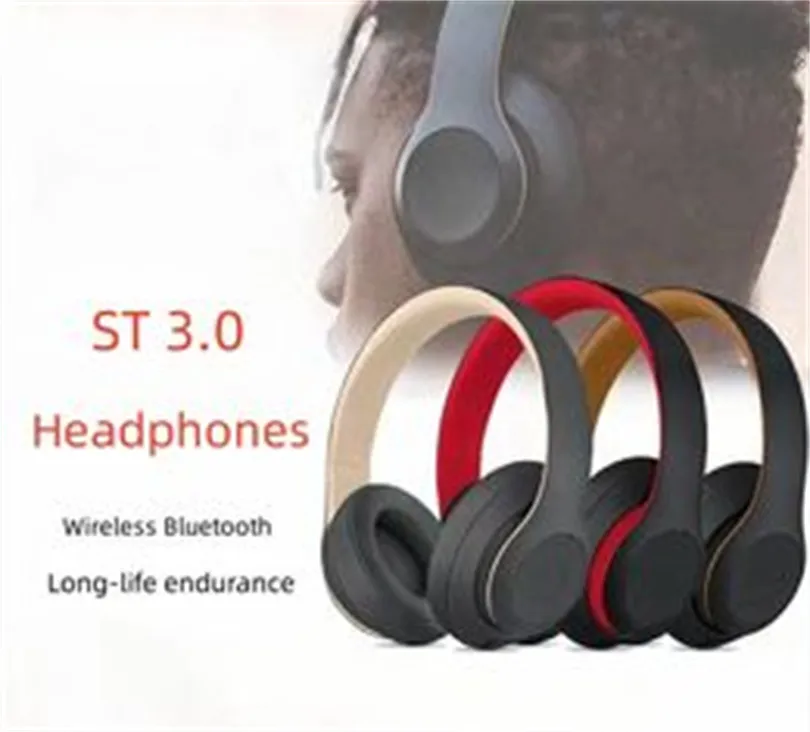 Headphone 3 Casque sans fil Bluetooth ST3.0 Casque de sport en plein air Microphone sans fil casque antibruit de jeu pliable