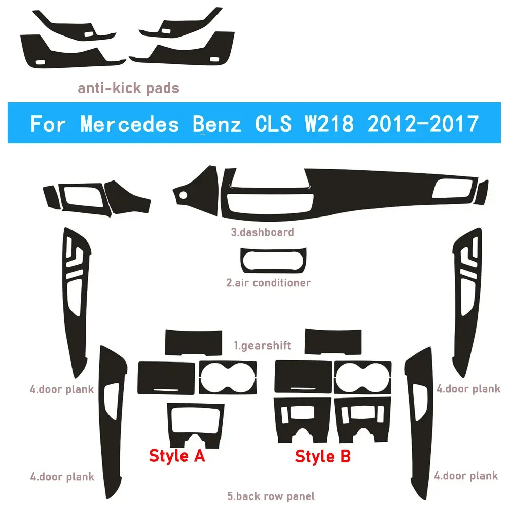 Bilstyling kolfiberbil Interiörens mittkonsol Färgförändringsgjutning klistermärke för Mercedes Benz CLS W218 2012-2017