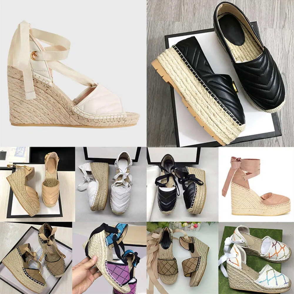 Designers Femmes Wedge Plateforme Sandales Espadrille Chaussures Matelasse Espadrille Dames Talon Haut 35-41