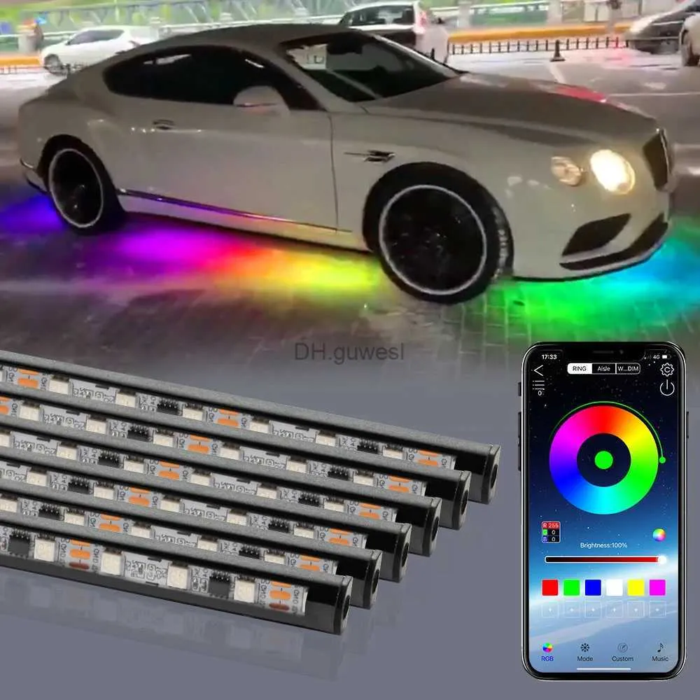 Enseigne au néon LED OKEEN 6 pièces LED RGB voiture rêve coloré sous-corps sous-éclairage lumières fluides bande Tube atmosphère lumière décorative App contrôle YQ240126