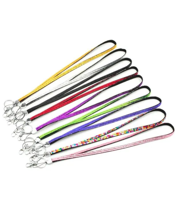 36cm 100pcs New Rhinestone Bling Crystal Custom Lanyard ID Badge Cell Phone and Key Holder8496186