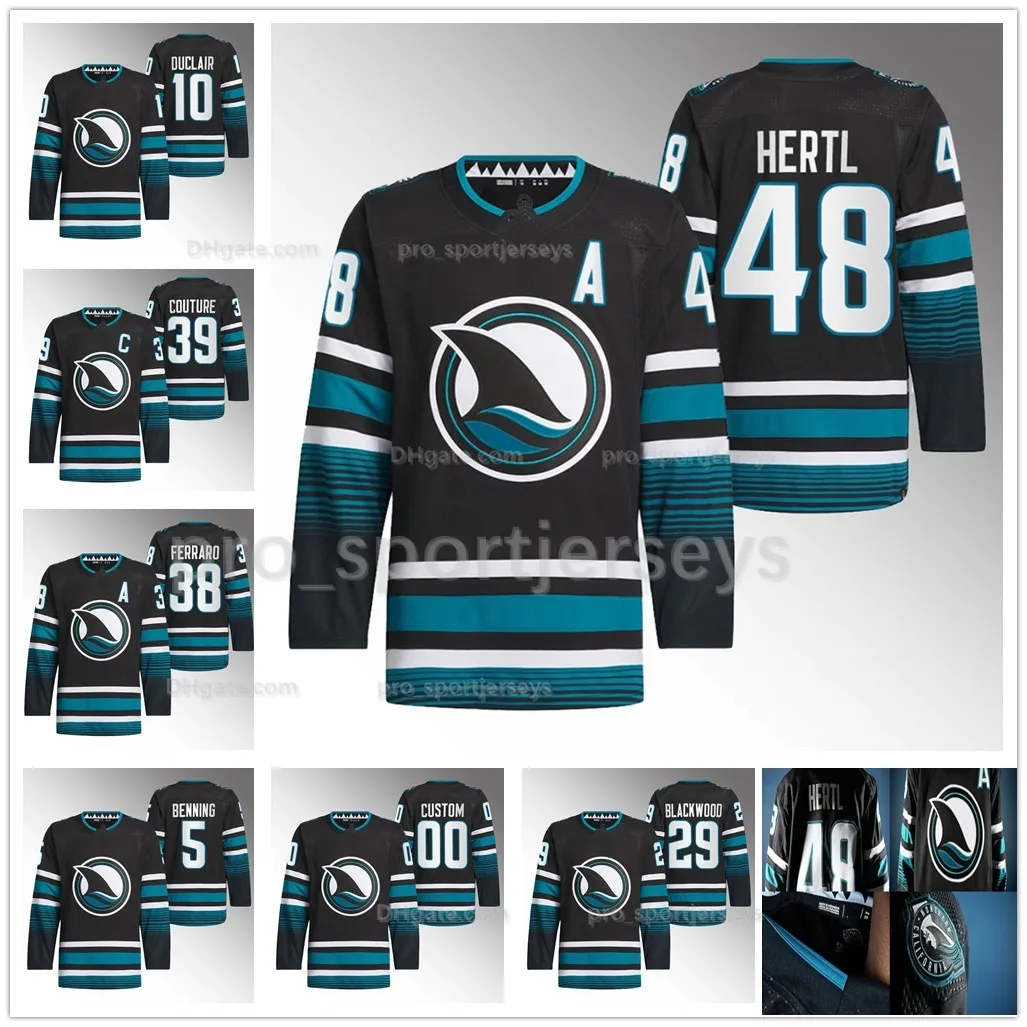 48 Tomas Hertl 2024 상어 Cali Fin Thind Jersey Anthony Duclair Mackenzie Blackwood Jeffrey Sasha Chmelevski Logan Couture Alexander Barabanov Hoffman Granlund