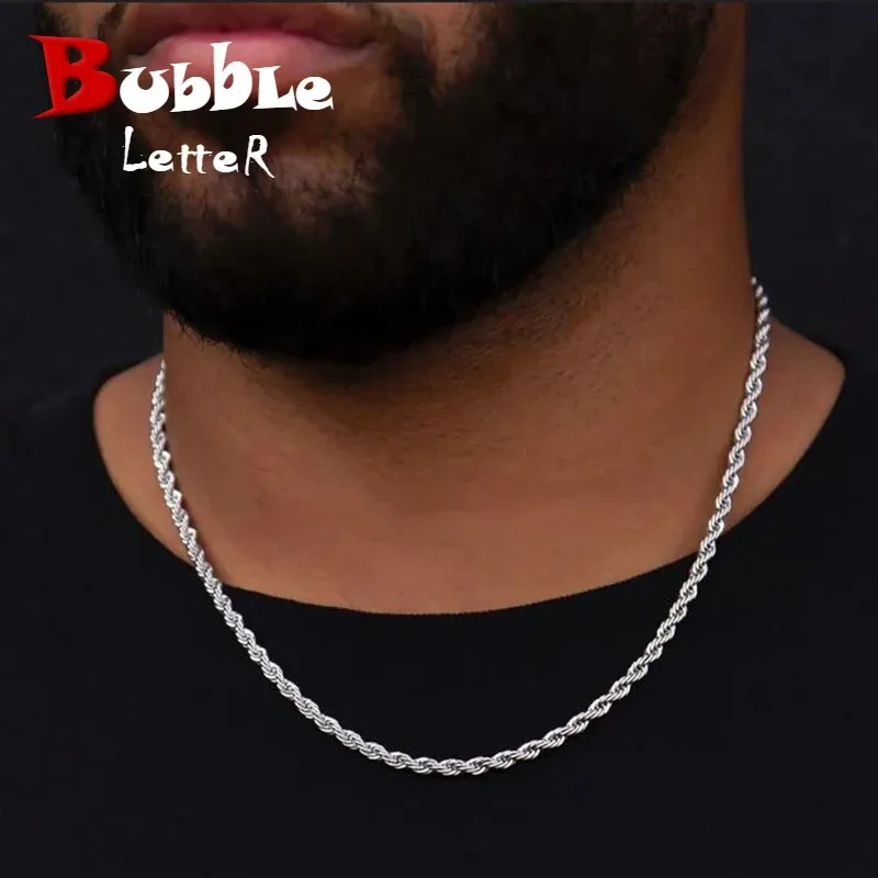 Bulle lettre 5 MM corde chaîne en acier inoxydable matériel couleur argent Hip Hop bijoux pour hommes femmes Drop produits 240118