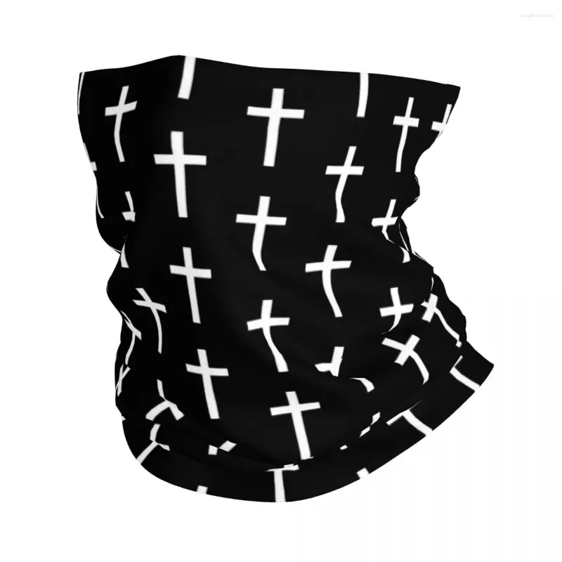 Berets Catholic Jesus Cross Bandana Neck Warmer Men Women Winter Hiking Ski Scarf Gaiter Christian Religious Face Cover