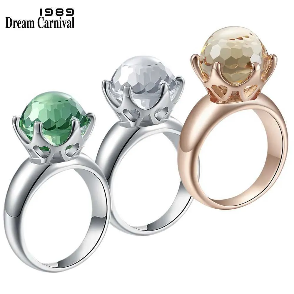 Band Rings DreamCarnival 1989 New Special Cut Solitaire Women Love Wedding Ring Green White Champagne Zircon 6 Prawn Crown Jewelry WA11498W 240125