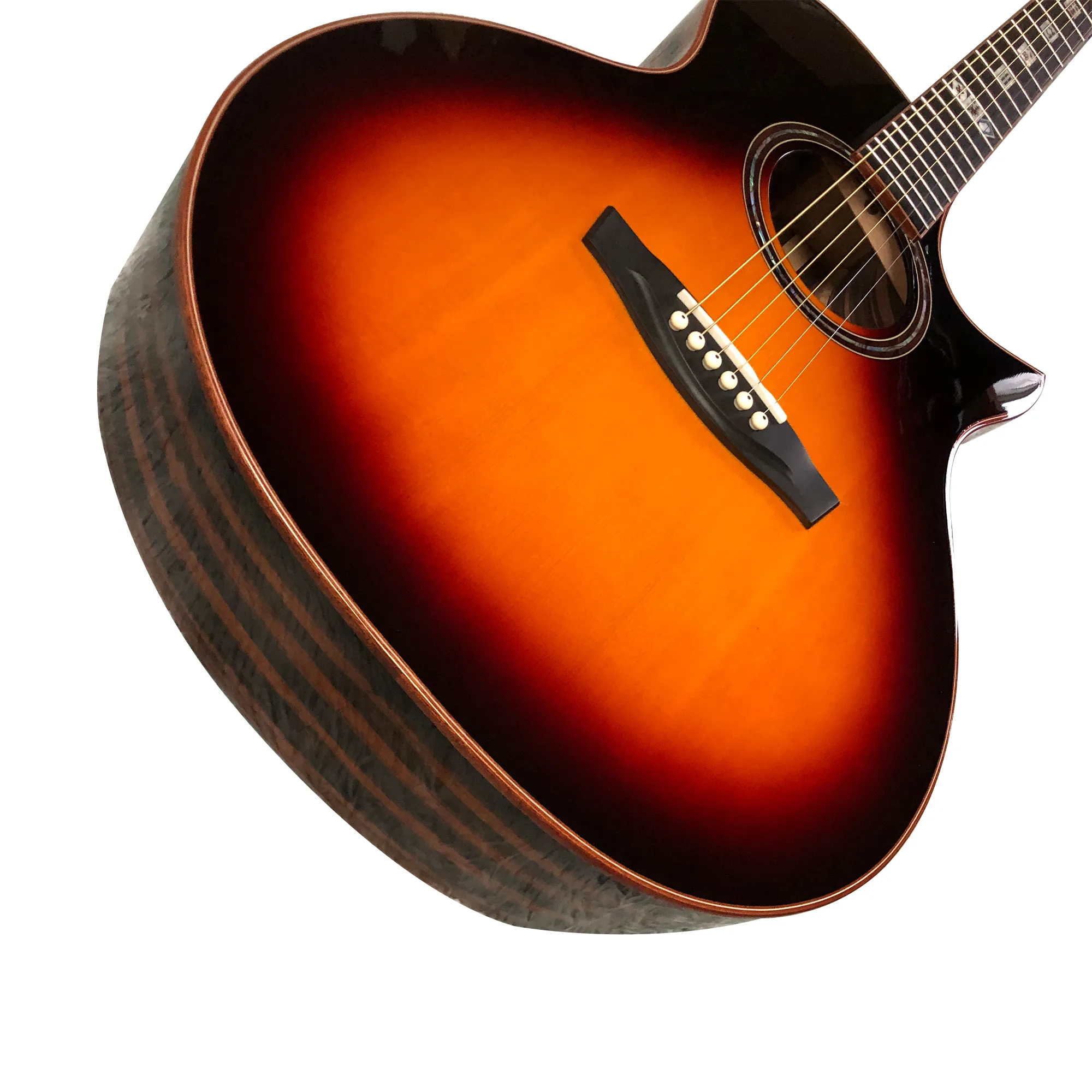 Świerkowy gitara akustyczna z litego drewna i boczna Ebony