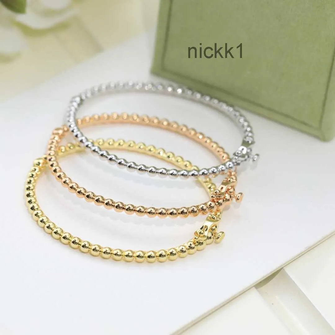 Bracelets Bangle Brand Designer Perlee Copper Bead Charm Three Colors Rose Yellow White Gold Bangles for Women Jewelry with Box Party Gift 5F5R