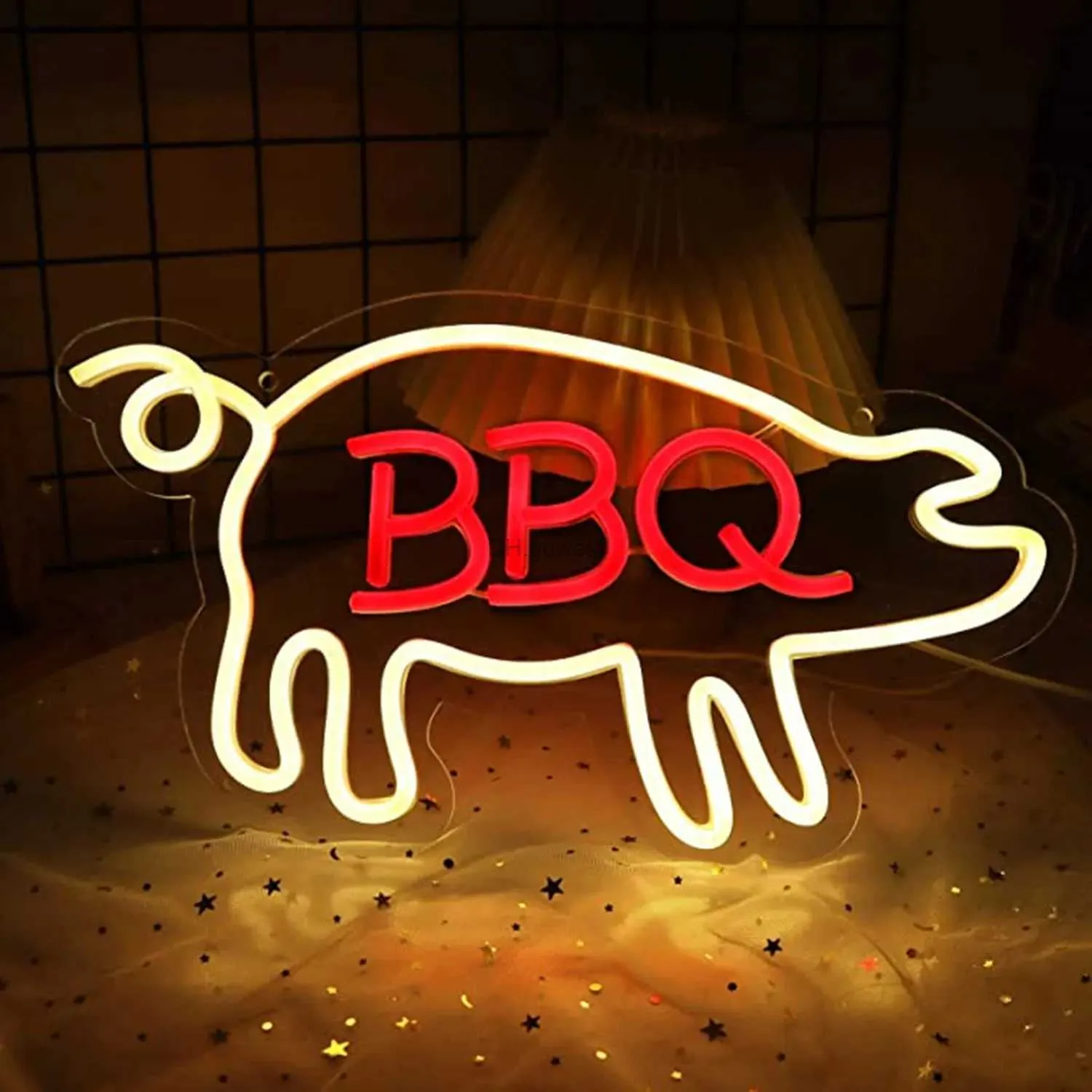 Znak LED Neon BBQ Lampa Neonowe Znaki do wystroju ściennego Neon Light do sypialni Znak LED odpowiedni do grillowania restauracji biuro biura jaskini piwo pub yq240126