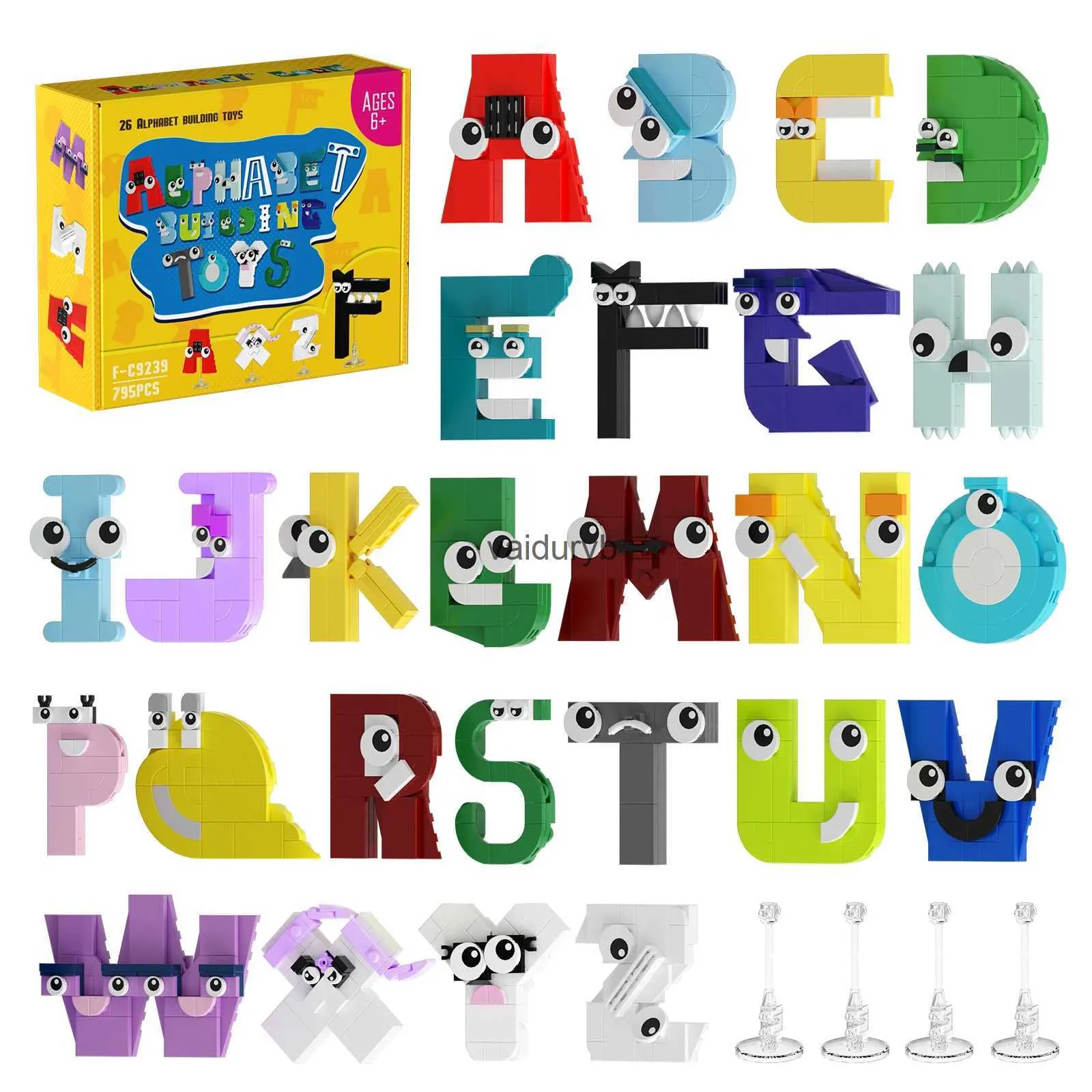 Bloklar 26 tarzı İngilizce alfabe yapı blokları oluşturur, eğitim mektupları set lore (a-z) tuğla ldren çocuk için tuğla oyuncak