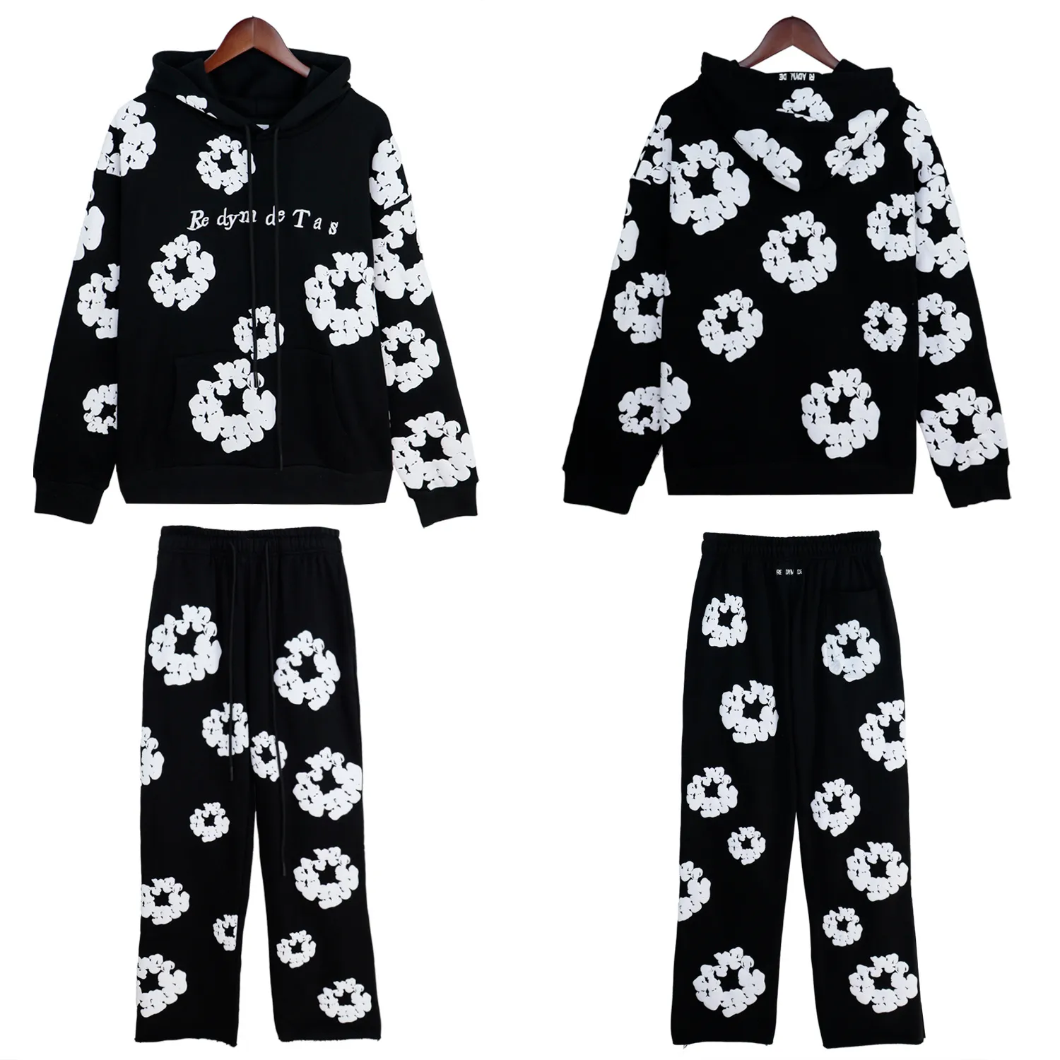 Designers Womens Mens Hoodie Pant Suit Autumn Winter Full Print foam Hip Hop Loose Sweatshirt Plush Sweatpant