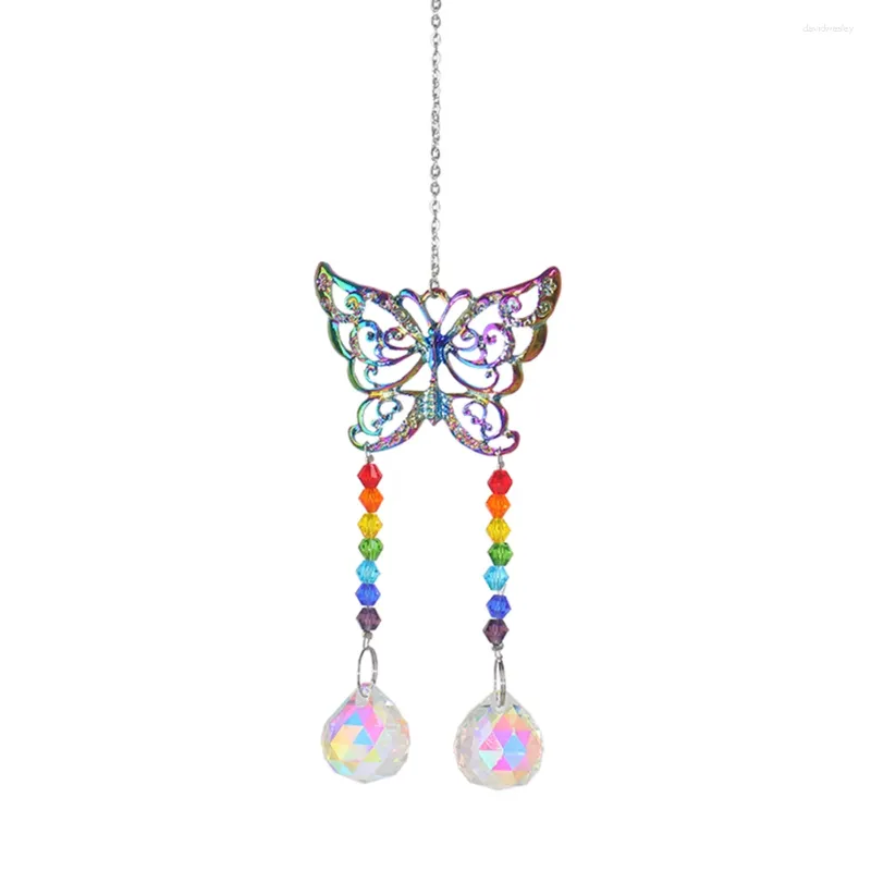 Trädgårdsdekorationer Metal Crystal Rainbow Ornament Biltillbehör Hängande ljus som fångar smycken utomhusdekoration för vardagsrum