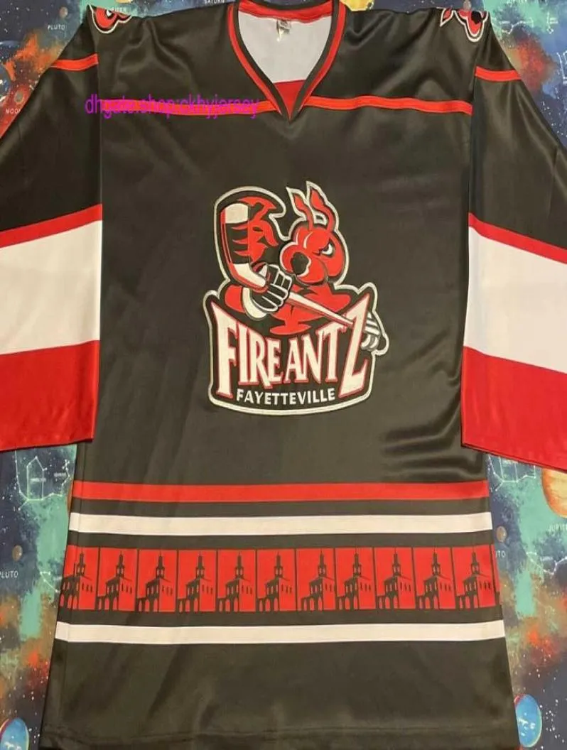 Nouveaux maillots cousus Rare pas cher rétro OT Fayetteville FireAntz maillot de Hockey hommes enfants retour Jerseys6625368