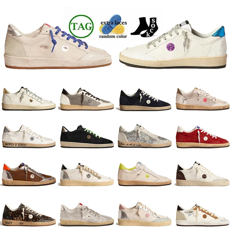 Top Qualité OG Ball Star Femmes Hommes Upper Vintage Argent Luxe À La Main En Daim En Cuir Or Glitter Formateurs Italie Marque Mocassins Baskets Designer Chaussures Occasionnelles