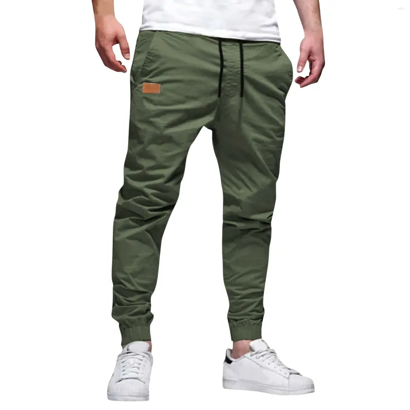 Pantalons pour hommes pantalons de survêtement décontractés avec poches pantalon de Jogging cordon de serrage en plein air course Fitness pantalon masculin respirant pantalons Ropa Hombre