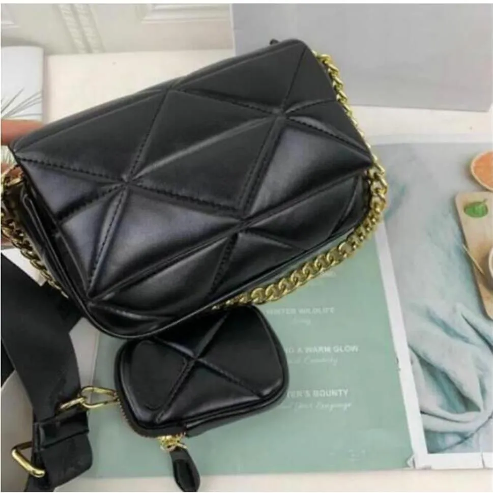 Women 2pcs set shoulder bags leather Chest pack lady Tote chains handbags purse wallet messenger crossbody bag252e