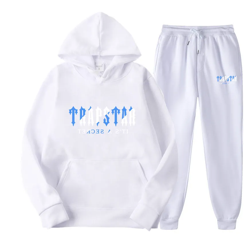 TRAPSTAR lettre imprimée vêtements de sport pour hommes et femmes polaire deux pièces sweat à capuche ample rétro sweat à capuche Harajuku sweat hommes et femmes décontracté couple hauts