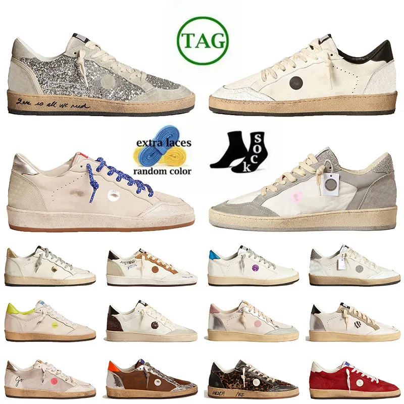 Lage Top OG Fashion Ball Star Designer Casual Schoenen Handgemaakte Dames Heren Goud Glitter Suede Leer Italië Merk Trainers Luxe Loafers Bovenste Zilver Vintage