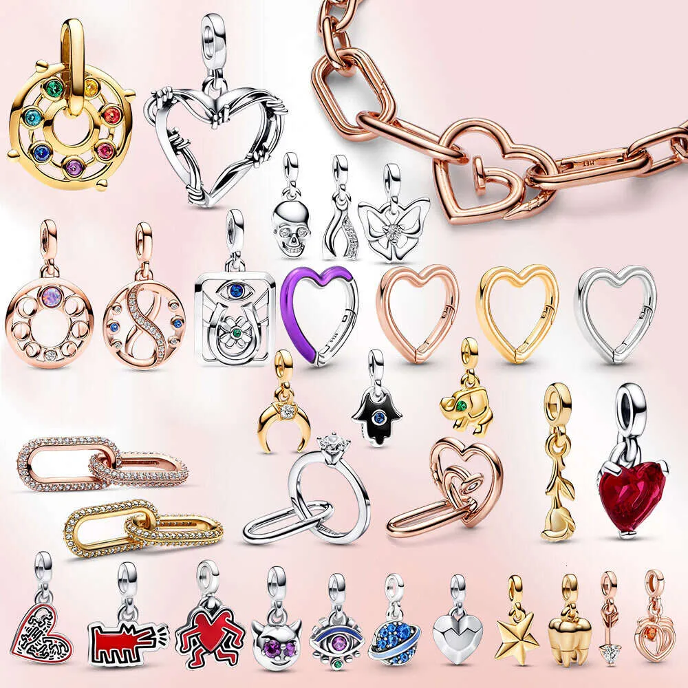 Nowy Sterling Sier Charm me Heart Styling Double Link Fit Fit ME Bransoletka dla kobiet Prezent biżuterii