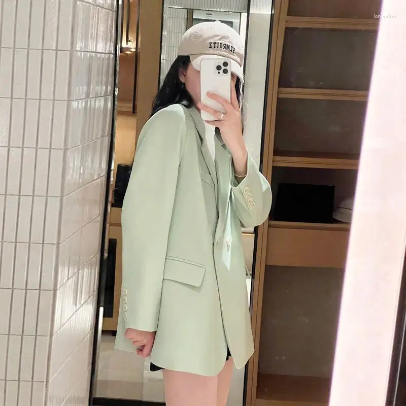 Women's Suits UNXX Luxurious Green Blazer For Petite Women 2024 Spring/Autumn Korean-Style Loose Casual Jacket Girl Female Coat Top