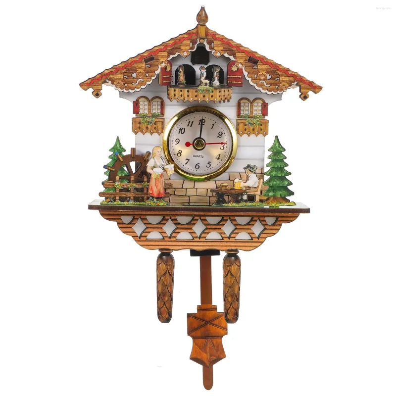 Wall Clocks Home Living Room Cuckoo Handcrafted Clock Indoor Decor Quartz Bird House Decorative Metal Wooden Pendulum Office