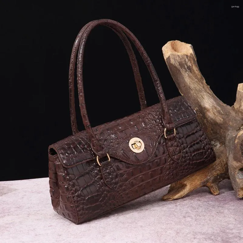 Kvällspåsar avslappnad mångsidig crossbody krokodil mönster läder handväska bärbar kvinnors axel underarmsäck hög kvalitet