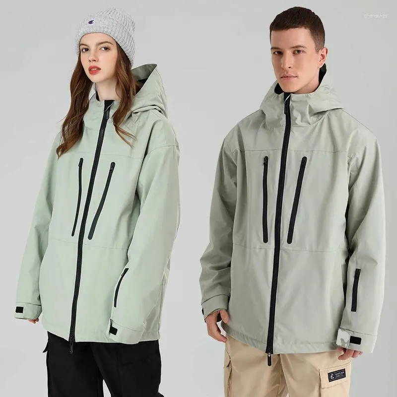 Kurtki narciarskie 21-22 Kurtka narciarska Mężczyźni i kobiety czysty kolor Winter Windproof Waterproof Sports