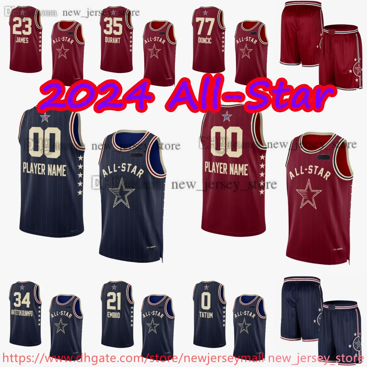 34 Giannis Antetokounmpo Jersey 2024 All-Star Impresso Basquete Jerseys Jaylen Brown Kristaps Porzingis Bam Adebayo Donovan Mitchell Tyrese Maxey Jalen Brunson