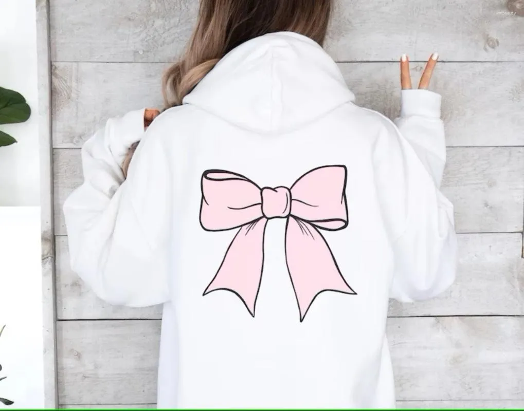 Sweats à capuche pour femmes Big Bow Sweatshirt Ruban Rose Mignon Y2k Girly Pull Top Coquette Tendance Esthétique Crewneck Sweat À Capuche Hiver Femmes Vêtements