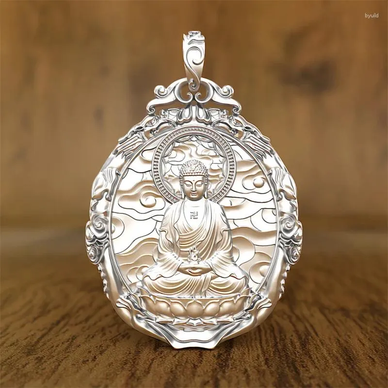 Hängsmycken vintage tathagata amitabha avalokitesvara halsband manliga smycken välsignelse amulet buddha hänge för män kvinnor