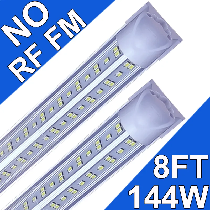 LED T8 Integrerad fixtur 4ft 72W Länkbar LED-butiksljus, no-rf RM LED-takljus och under skåpsljus, för skolor, garage, lager, Clear Cover 25 Pack Usastock