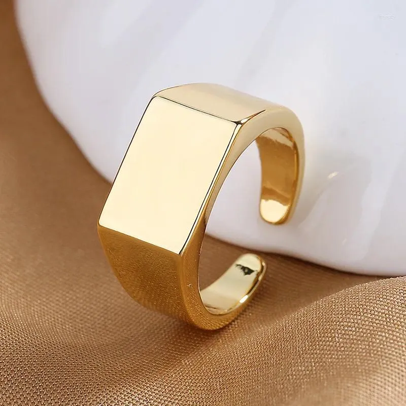 Cluster ringen mode vierkant wijd voor mannen vrouwen glanzende open ringband bruiloft elegante charmante accessoire sieraden geschenken