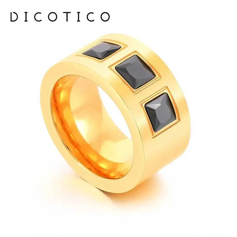 Band Rings Fashion Rings For Women Gold Color Stainless Steel Square Glass Knuckle Wedding Bands Rings Jewelry Wholesale 240125